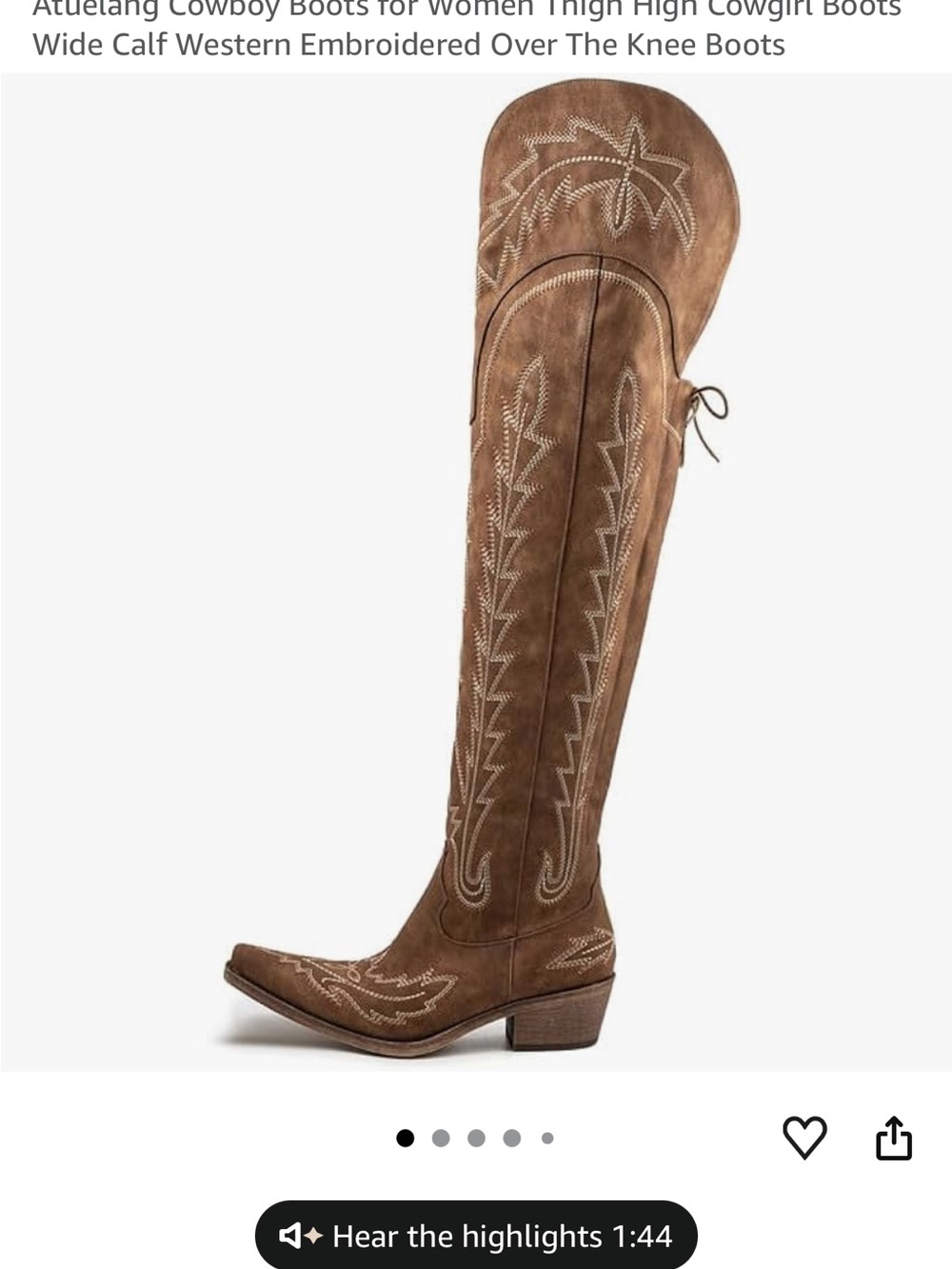 Embroidered Over-the-Knee Western Boots — Brown